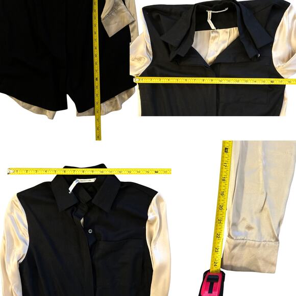 Derek Lam 10 Crosby Wool & Silk Two-Tone Shirt Dress – Detachable Collar, Size 4 - Picture 7 of 8